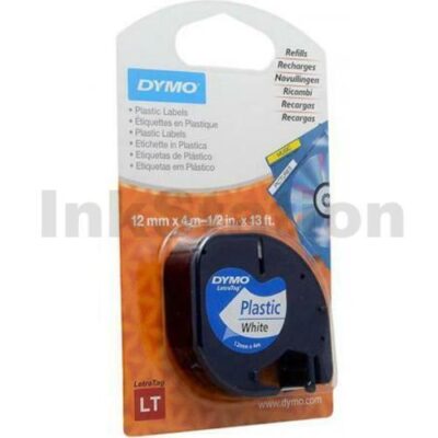 Dymo 91201 / 91331 Genuine 12mm x 4m Black on White LetraTag Label Plastic Tape