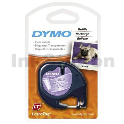 Dymo SD12267 / 16952 Genuine 12mm x 4m Black On Clear Plastic Tape