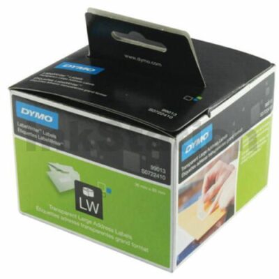 Dymo SD99013 / S0722410 Genuine Black on Clear Plastic Label Roll 36mm x 89mm - 260 labels per roll