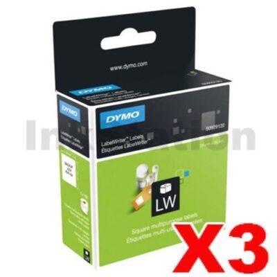 3 x Dymo SD30332 / S0929120 Genuine White Label Roll 25mm x 25mm  - 750 labels per roll