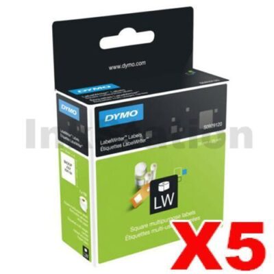 5 x Dymo SD30332 / S0929120 Genuine White Label Roll 25mm x 25mm  - 750 labels per roll