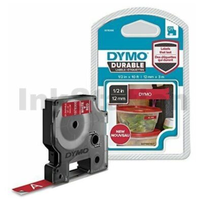 Dymo SD1978366 Genuine 12mm x 3m White On Red D1 Durable Label Tape