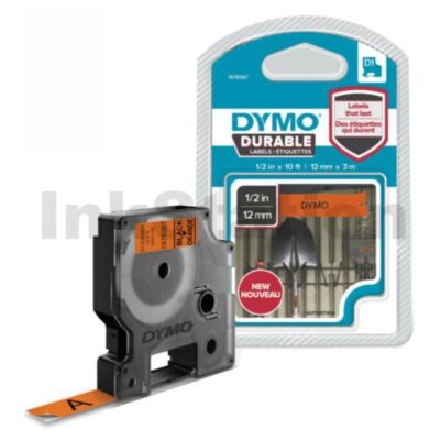 Dymo SD1978367 Genuine 12mm x 3m Black On Orange D1 Durable Label Tape