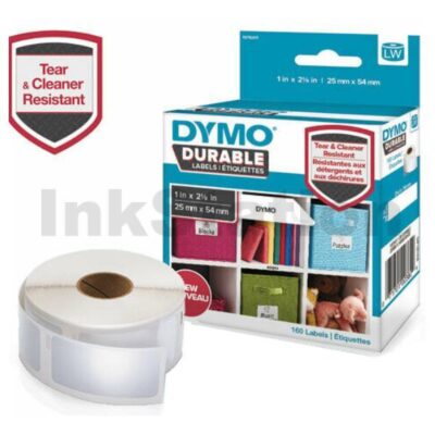 Dymo SD1976411 Genuine Black On White Durable Label Roll 25mm x 54mm - 160 labels per roll