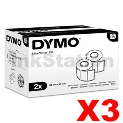 3 x Dymo S0947420 Genuine White Label 2 Rolls 102mm (W) x 59mm (H)  - 575 labels per roll