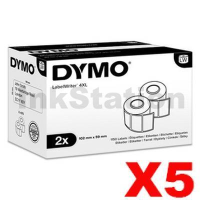 5 x Dymo S0947420 Genuine White Label 2 Rolls 102mm (W) x 59mm (H)  - 575 labels per roll