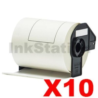 10 x Brother DK-11247 Compatible Black Text on White 103mm x 164mm Die-Cut Paper Label Roll - 180 labels per roll