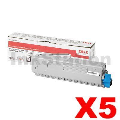 5 x OKI C834 Genuine Black Toner Cartridge 46861312 - 10,000 pages