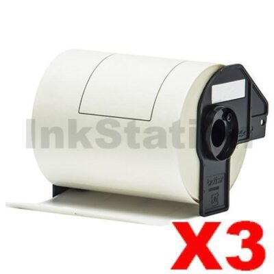 3 x Brother DK-11247 Compatible Black Text on White 103mm x 164mm Die-Cut Paper Label Roll - 180 labels per roll