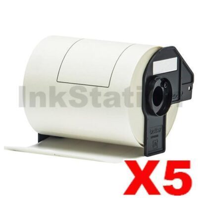 5 x Brother DK-11247 Compatible Black Text on White 103mm x 164mm Die-Cut Paper Label Roll - 180 labels per roll