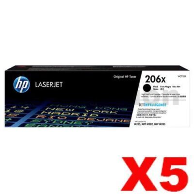 5 x HP 206X W2110X Genuine Black High Yield Toner Cartridge - 3,150 pages