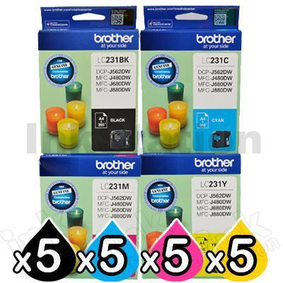 20-Pack Brother LC-231 Genuine Ink Combo [5BK,5C,5M,5Y]