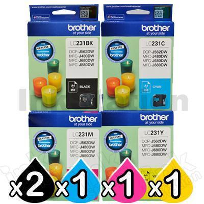 5-Pack Brother LC-231 Genuine Ink Combo [2BK,1C,1M,1Y]