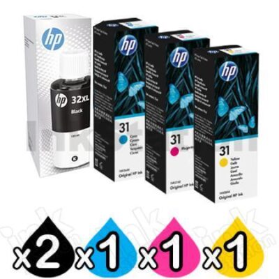 5 Pack HP 32XL + 31 Genuine Ink Bottle 1VV24AA 1VU26AA-1VU28AA [2BK,1C,1M,1Y]