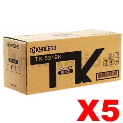 5 x Genuine Kyocera TK-5319K Black Toner Cartridge TASKalfa 408ci - 20,000 pages