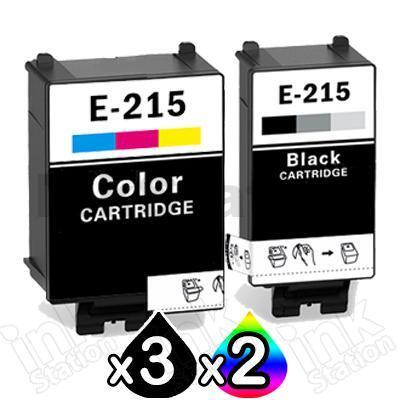 5 Pack Compatible Epson 215 [3BK+2CL] Ink Combo [C13T215192+C13T216092]