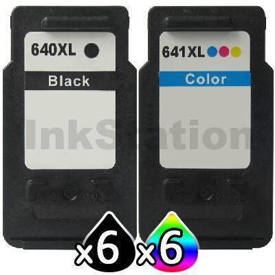 12-Pack Canon PG-640XL, CL-641XL Compatible High Yield Ink Cartridge [6Black + 6Colour]