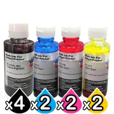 10 Pack HP 32XL + 31 Compatible Ink Bottle 1VV24AA 1VU26AA-1VU28AA [4BK,2C,2M,2Y]