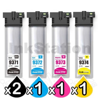 5 Pack Epson 902XL (C13T937192-C13T937492) Compatible High Yield Ink Combo [2BK,1C,1M,1Y]