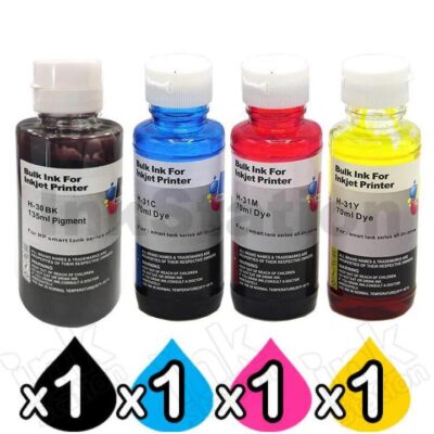 4 Pack HP 30 + 31 Compatible Ink Bottle 1VU29AA-1VU26AA [1BK,1C,1M,1Y]