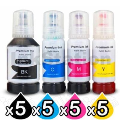 20-Pack Epson T542 Compatible Ink Bottle Combo [5BK+5C+5M+5Y]