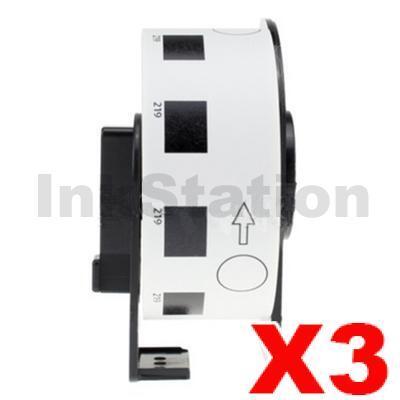 3 x Brother DK-11219 Compatible Black Text on White 12mm Diameter Die-Cut Round Paper Label Roll - 1200 labels per roll