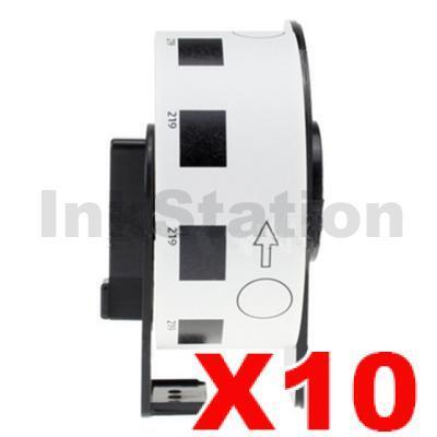 10 x Brother DK-11219 Compatible Black Text on White 12mm Diameter Die-Cut Round Paper Label Roll - 1200 labels per roll