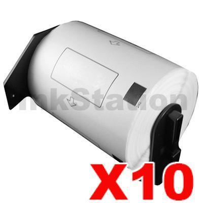 10 x Brother DK-11240 Compatible Black Text on White 102mm x 51mm Die-Cut Paper Label Roll - 600 labels per roll