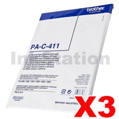 3 x Genuine Brother PA-C-411 A4 Mobile Thermal Paper PAC411