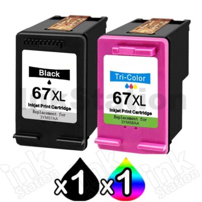 2 Pack HP 67XL Compatible High Yield Inkjet Cartridges 3YM57AA + 3YM58AA [1BK,1CL]