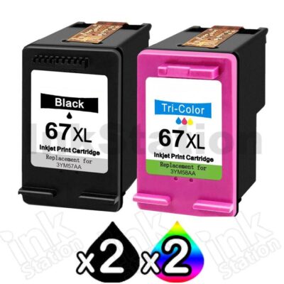 4 Pack HP 67XL Compatible High Yield Inkjet Cartridges 3YM57AA + 3YM58AA [2BK,2CL]