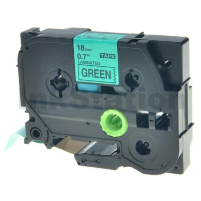 Brother TZe-741 Compatible 18mm Black Text on Green Laminated Tape - 8 meters