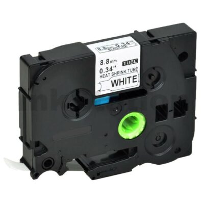 Brother HSe-221 Compatible 8.8mm Black Text on White Heat Shrink Tube Tape - 1.5 meters