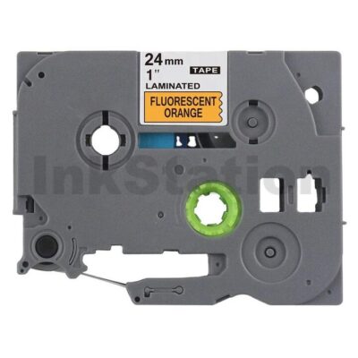 Brother TZe-B51 Compatible 24mm Black Text on Orange Fluorescent Laminated Tape - 5 meters