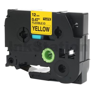 Brother TZe-FX631 Compatible 12mm Black Text on Yellow Flexible ID Laminated Tape - 8 metres