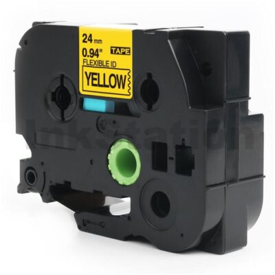 Brother TZe-FX651 Compatible 24mm Black Text on Yellow Flexible ID Laminated Tape - 8 metres