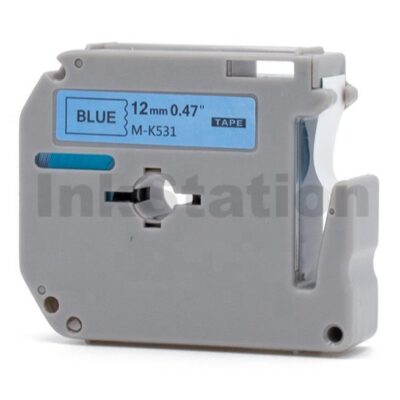 Brother M-K531 Compatible 12mm Black Text on Blue Tape - 8 meters