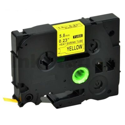 Brother HSe-611 Compatible 5.8mm Black Text on Yellow Heat Shrink Tube Tape - 1.5 meters