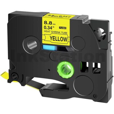 Brother HSe-621 Compatible 8.8mm Black Text on Yellow Heat Shrink Tube Tape - 1.5 meters