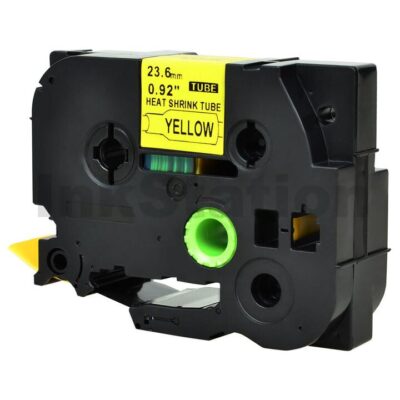 Brother HSe-651 Compatible 23.6mm Black Text on Yellow Heat Shrink Tube Tape - 1.5 meters