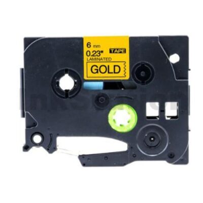Brother TZe-811 Compatible 6mm Black Text on Gold Laminated Tape - 8 meters