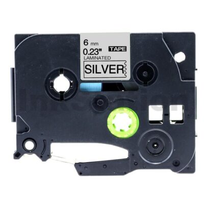Brother TZe-911 Compatible 6mm Black Text on Silver Laminated Tape - 8 meters