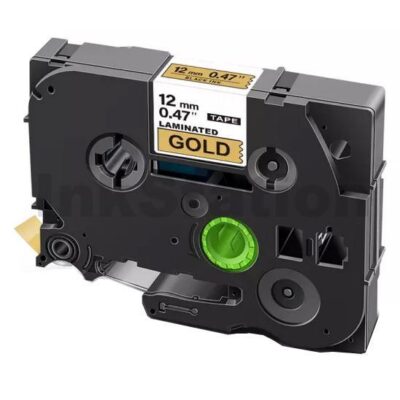 Brother TZe-831 Compatible 12mm Black Text on Gold Laminated Tape - 8 meters