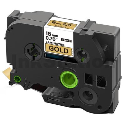 Brother TZe-841 Compatible 18mm Black Text on Gold Laminated Tape - 8 meters