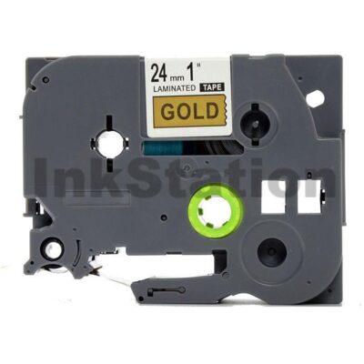 Brother TZe-851 Compatible 24mm Black Text on Gold Laminated Tape - 8 meters