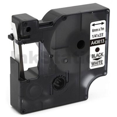 Dymo SD43613 / S0720780 Compatible 6mm Black Text on White Label Cassette - 7 meters