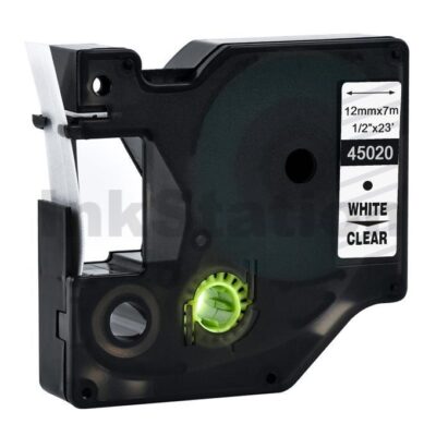 Dymo SD45020 / S0720600 Compatible 12mm White Text on Clear Label Cassette - 7 meters