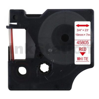 Dymo SD45805 / S0720850 Compatible 19mm Red Text on White Label Cassette - 7 meters