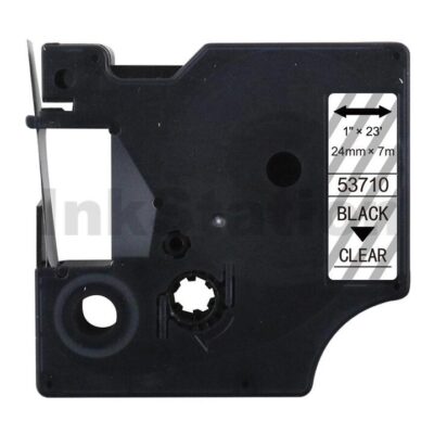 Dymo SD53710 / S0720920 Compatible 24mm Black Text on Clear Label Cassette - 7 meters