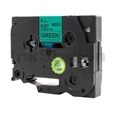 Brother TZe-711 Compatible 6mm Black Text on Green Laminated Tape - 8 meters
